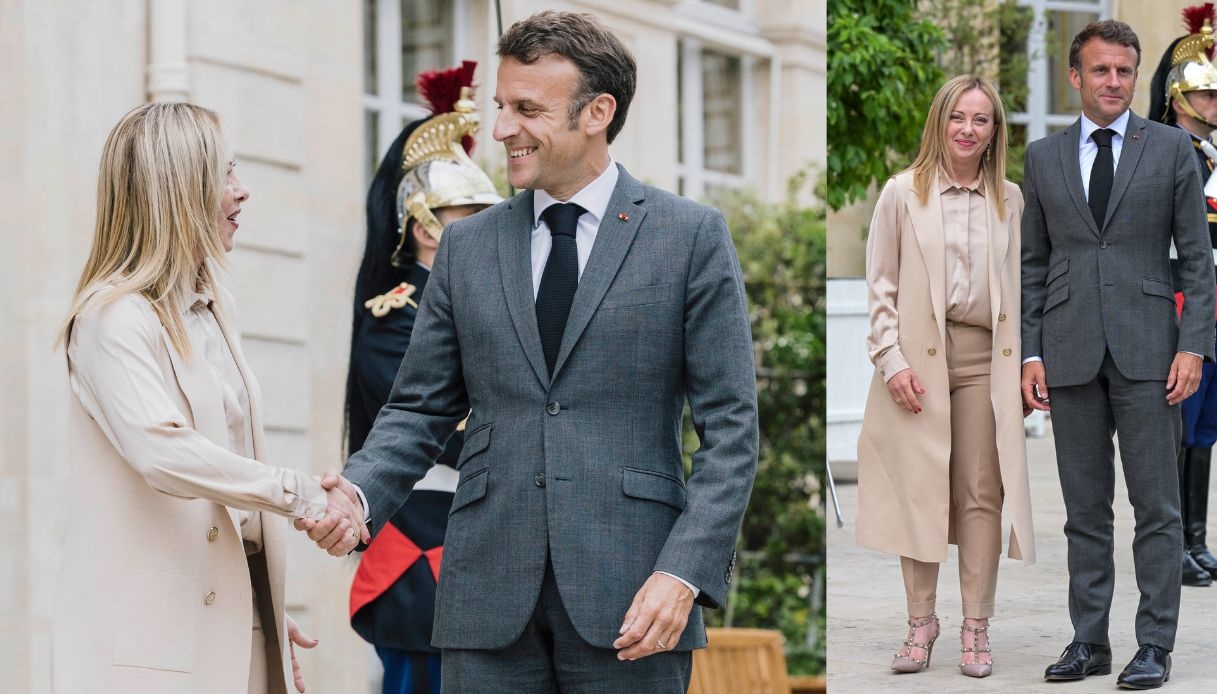 Giorgia Meloni ed Emmanuel Macron, look e foto: dettagli