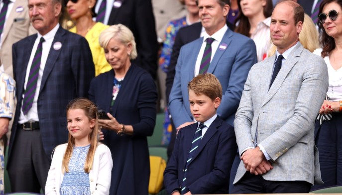 William con i figli Charlotte e George a Wimbledon