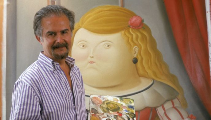 Fernando Botero davanti a un suo quadro