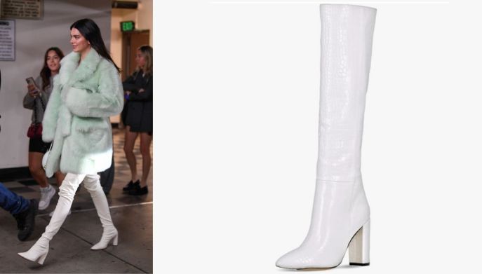 Kendall Jenner stivali cuissard bianchi