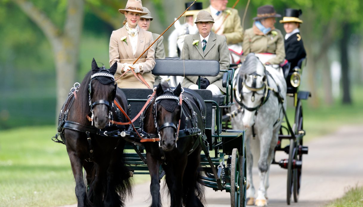 Lady Louise Windsor partecipa al "Pol Roger Meet of The British Driving Society" il quarto giorno del Royal Windsor Horse Show 2023 a Home Park.