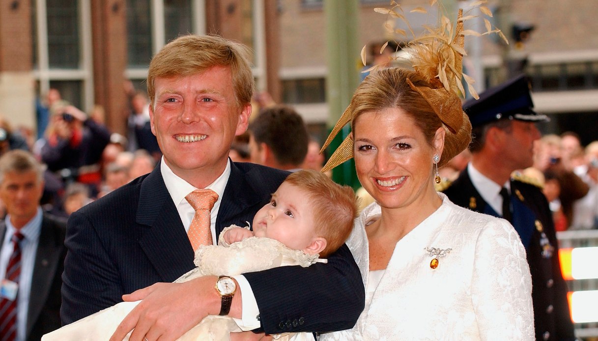 Willem Alexander e Maxima dei Paesi Bassi al battesimo della figlia Catharina-Amalia il 12 giugno 2004 all'Aia