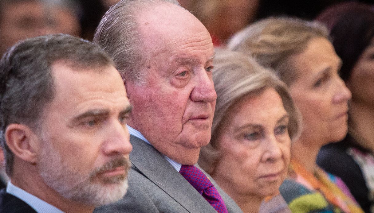 Re Felipe VI di Spagna, il padre Juan Carlos, la madre Sofia e la sorella Elena a Madrid nel 2019