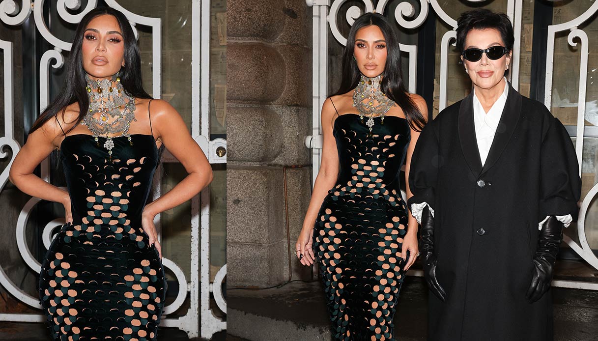 Kim Kardashian e sua mamma Chris Jenner alla sfilata Margiela della Paris Fashion Week di gennaio 2024