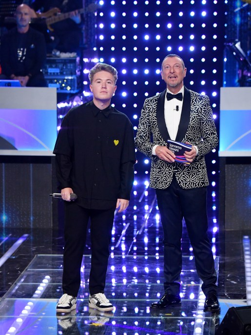 Alfa e Amadeus durante "Sanremo Giovani 2023"