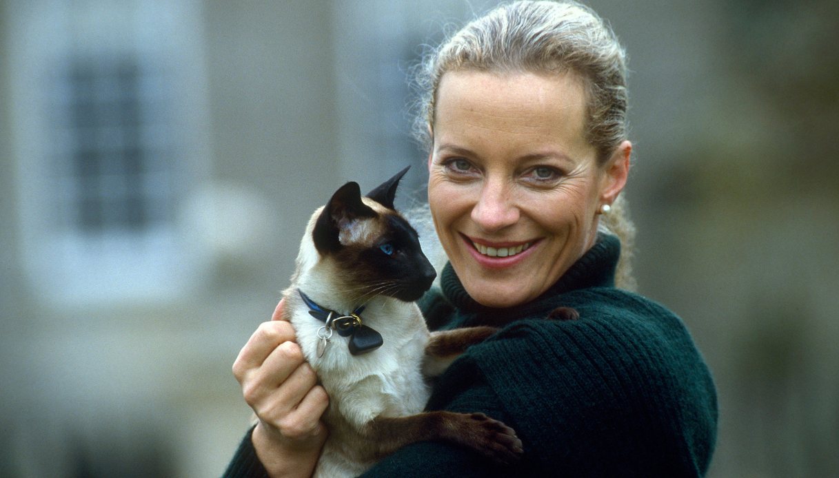 La Principessa di Kent con il suo gatto siamese nel 1984