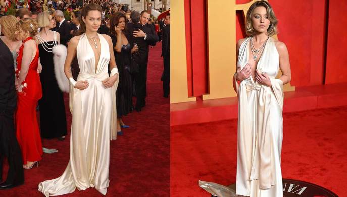Angelina Jolie e Sydney Sweeney agli Oscar con lo stesso abito