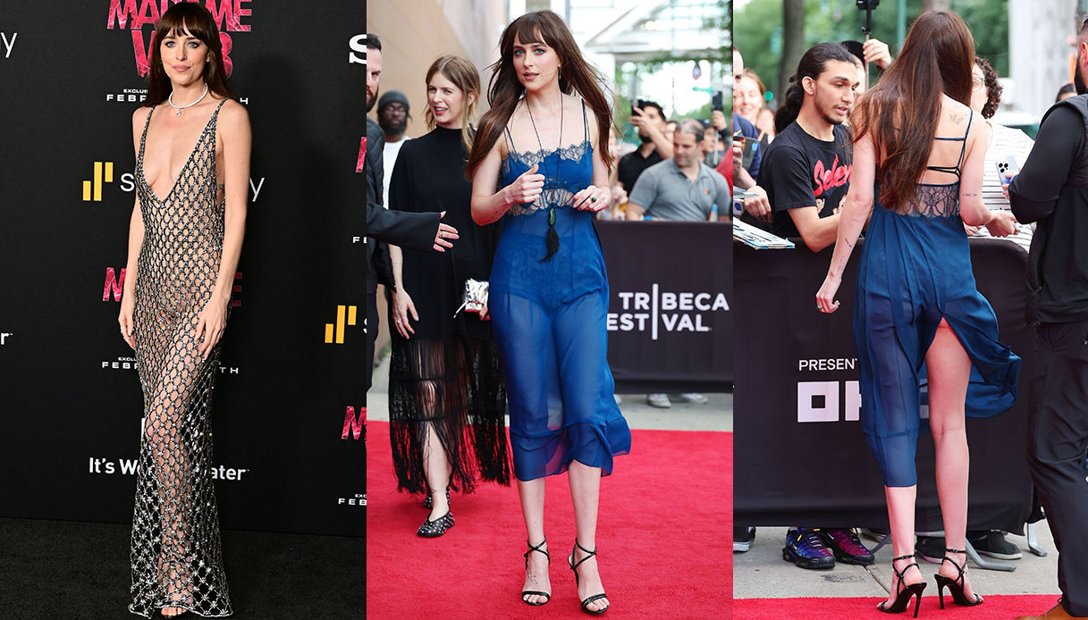 Dakota Johnson, regina del nude look (con qualche incidente)