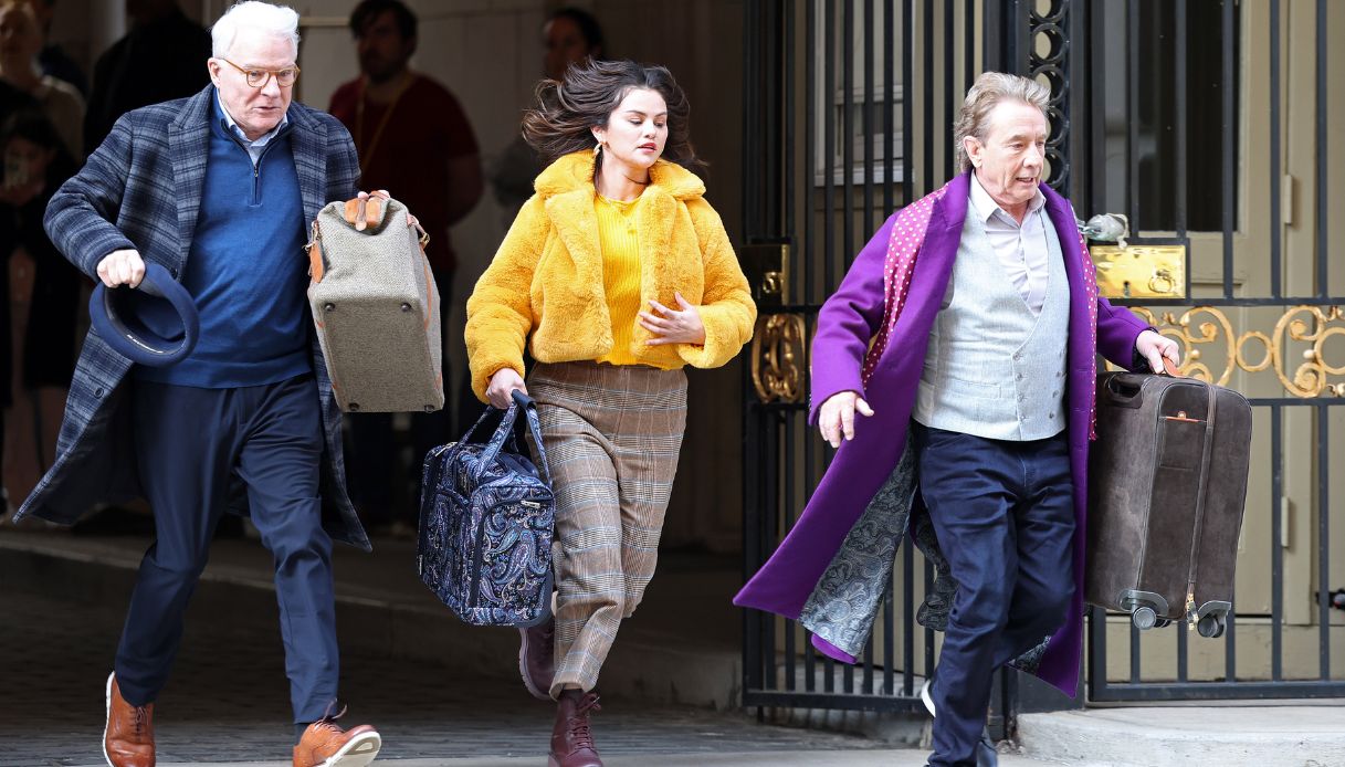 Selena Gomez, Steve Martin e Martin Short sul set di "Only Murders in the Building"