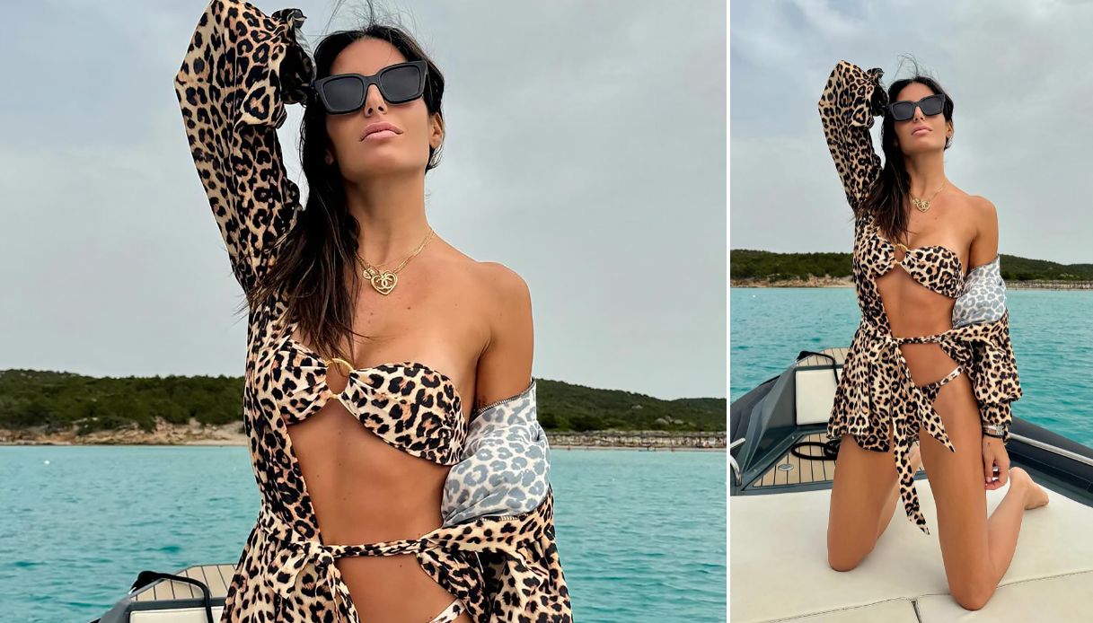 Elisabetta Gregoraci cede al bikini animalier: 