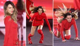 Belinda Peregrin scivola in passerella. La sequenza della caduta in foto