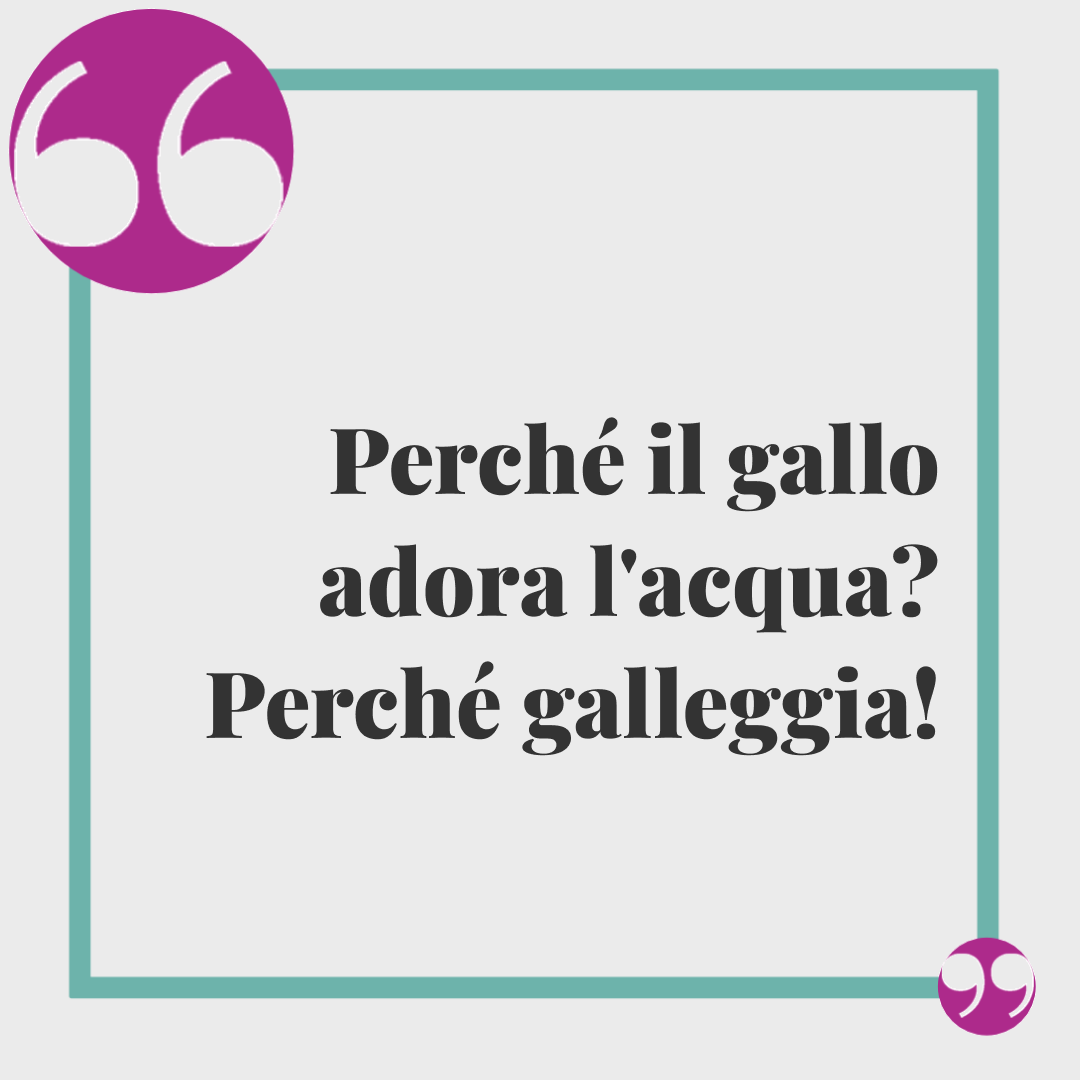 Barzellette da raccontare ai bambini. Perché il gallo adora l'acqua? Perché galleggia!