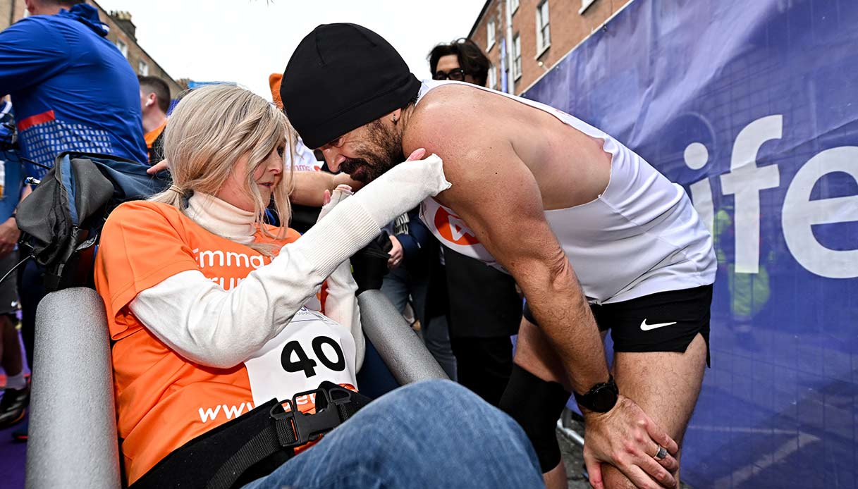 Colin Farrell ed Emma Fogarty alla Irish Life Dublin Marathon