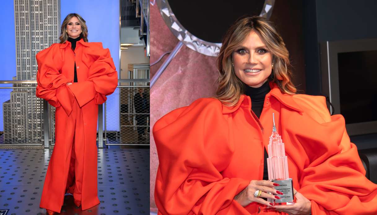 Il look total orange di Heidi Klum