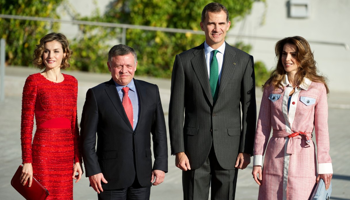 Letizia e Felipe di Spagna accolgono Abdullah e Rania di Giordania a Madrid nel 2015