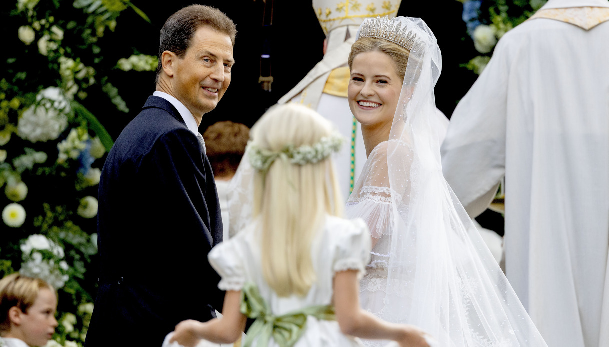 Maria Carolina del Liechtenstein con il Principe Alois nel giorno delle nozze