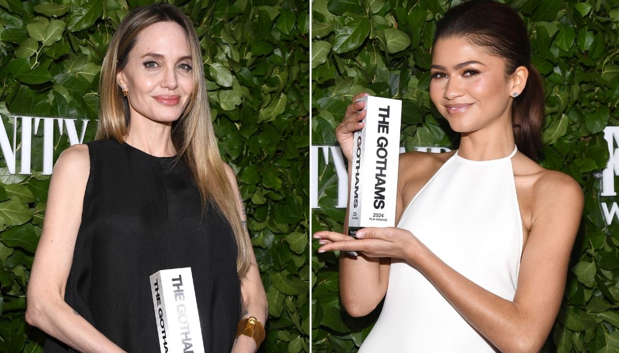 Angelina Jolie e Zendaya con i premi ottenuti ai "Gotham Awards 2024"