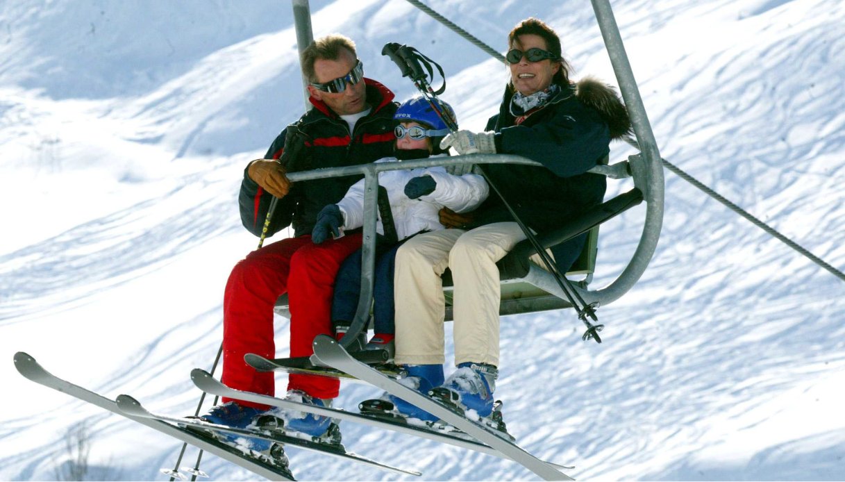 Carolina di Monaco con la figlia Alexandra a Zurs nel 2004