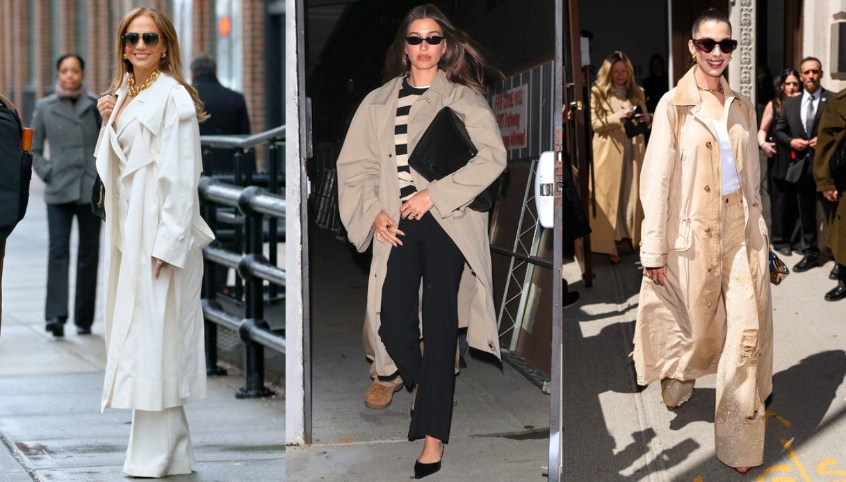 Trench-mania, le star che hanno ceduto alla tendenza moda più misteriosa da JLo a Hailey Bieber