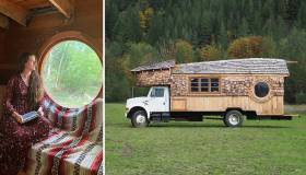 Kai, che vive nella natura, nella sua casa da favola costruita su un camion