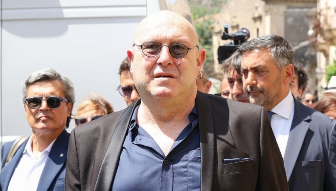 Alessandro Baudo al funerale del padre Pippo