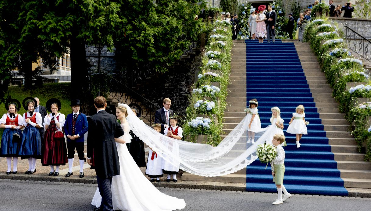 Maria Carolina del Liechtenstein e Leopoldo dopo la cerimonia nuziale
