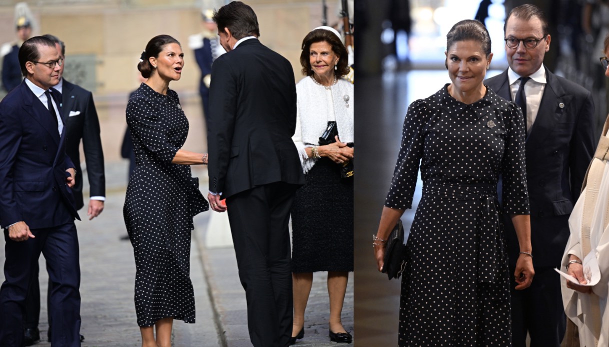 Vittoria di Svezia, il look a Storkyrkan