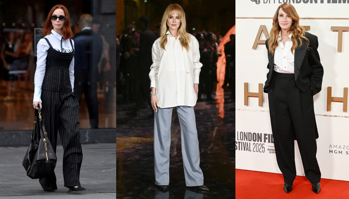 La camicia bianca è ancora di moda: come si indossa nell’autunno 2025, da Nicole Kidman a Julia Roberts