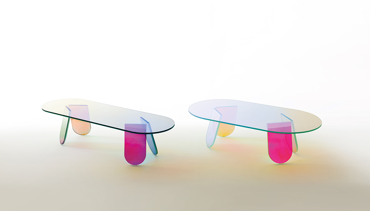 Tavolini in vetro Glas Italia by Patricia Urquiola, arredi di design in offerta nelle svendite autunno 2025.