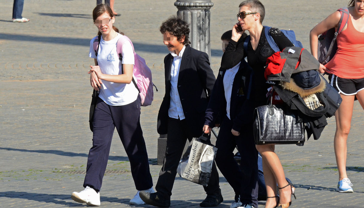 Irene Pivetti coi figli nel 2013