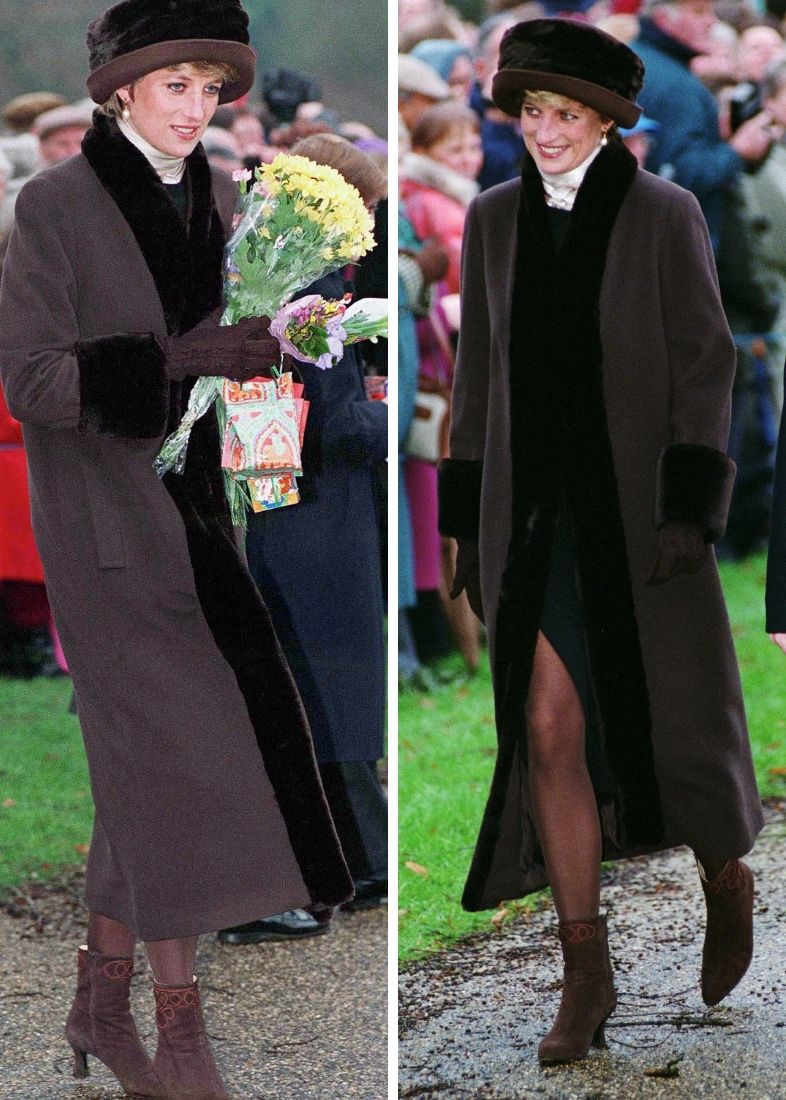 Lady Diana in marrone a Natale