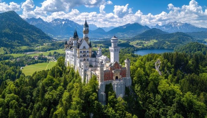 Neuschwanstein castello bavarese panorama