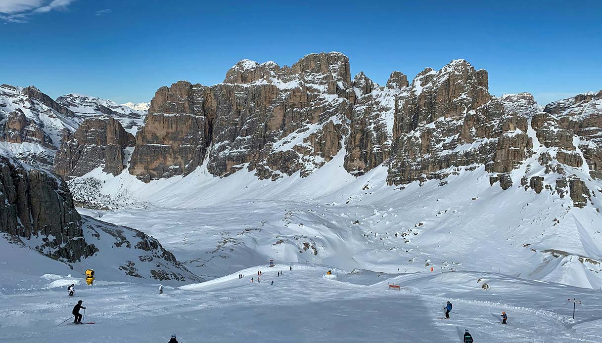Paesaggio invernale delle Dolomiti nei pressi di Cortina d’Ampezzo.