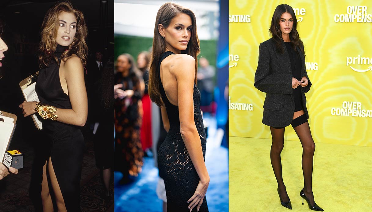 Cindy Crawford, a sinistra e sua figlia Kaia Gerber, al centro e a destra