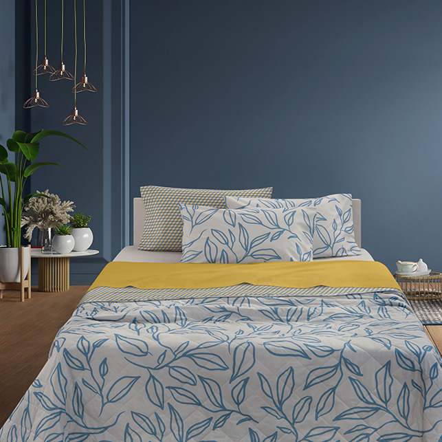Biancheria da letto con fantasia botanica e copriletto reversibile Gira&Rigira
