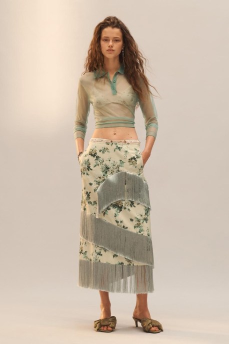 Gonna Zara con frange e fiori