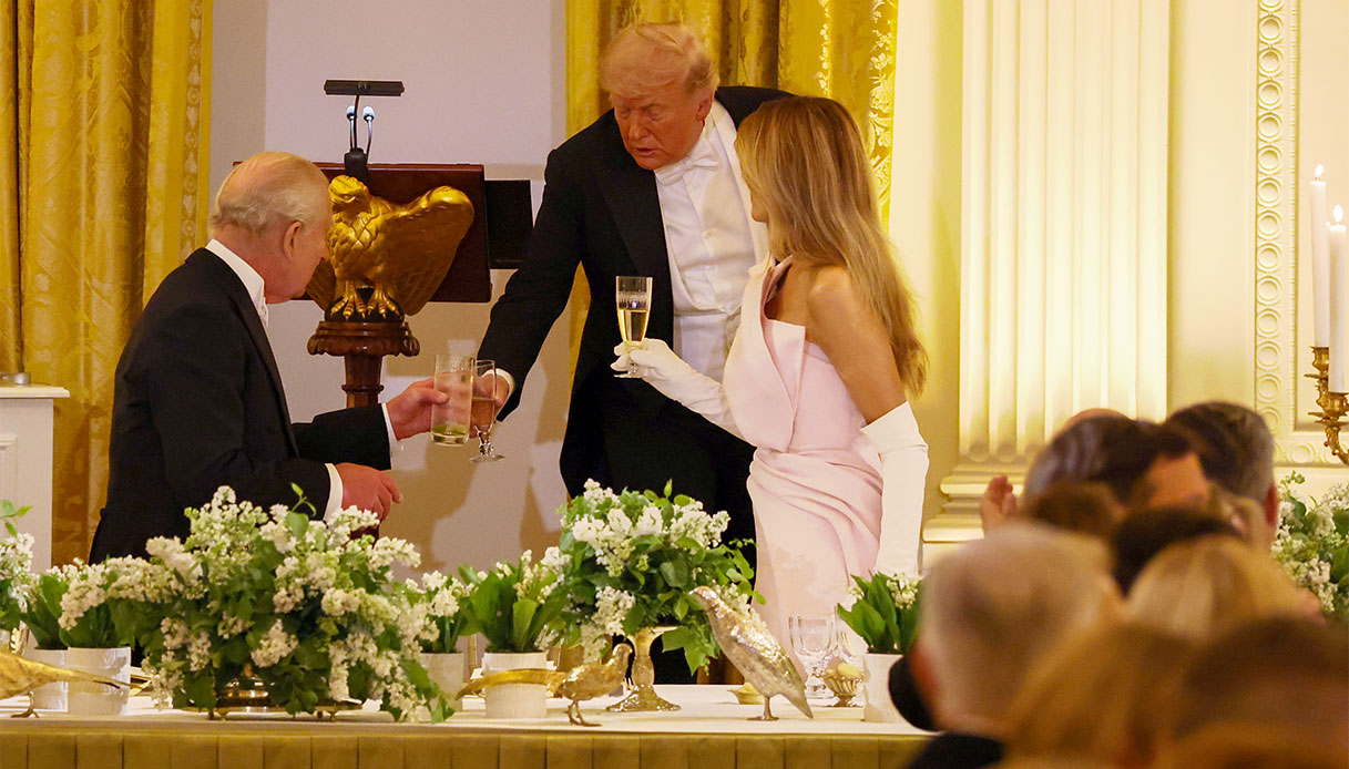 Re Carlo Donald Trump Melania Trump banchetto Stato viaggio America