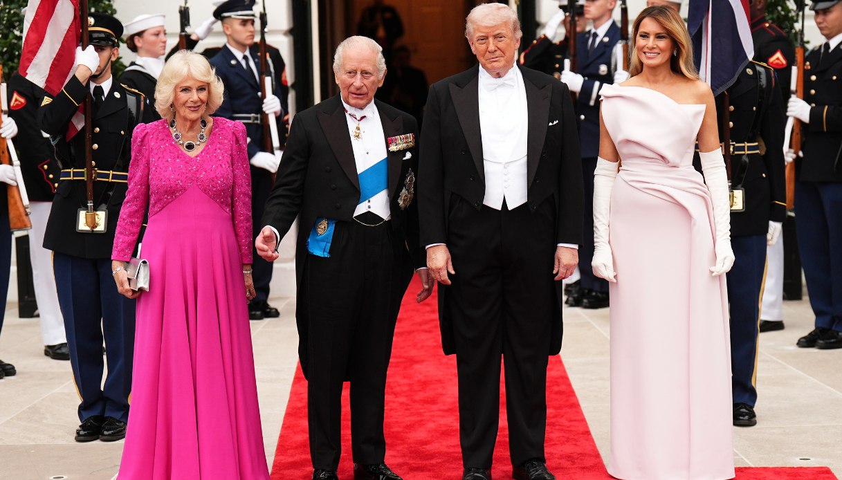 La Regina Camilla, il Re Carlo III, il Presidente Donald Trump e la First Lady Melania Trump 