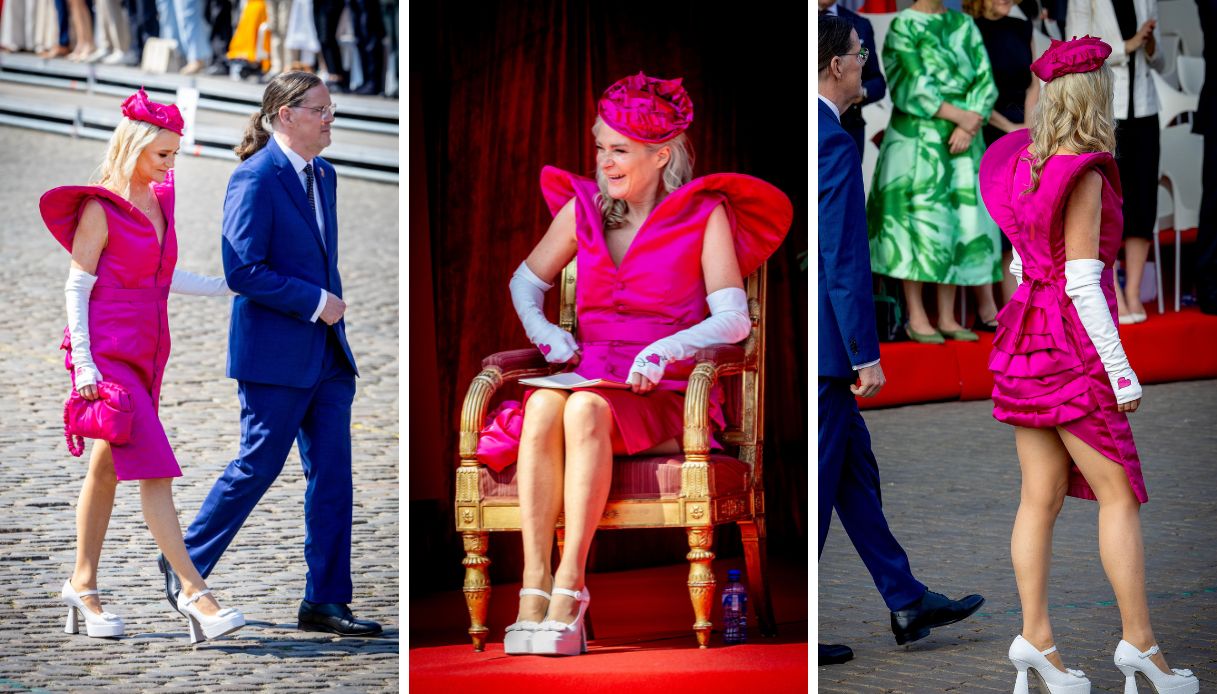 L'abito fucsia della Principessa Delfina del Belgio