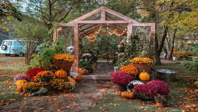 Giardino d'autunno angolo cozy
