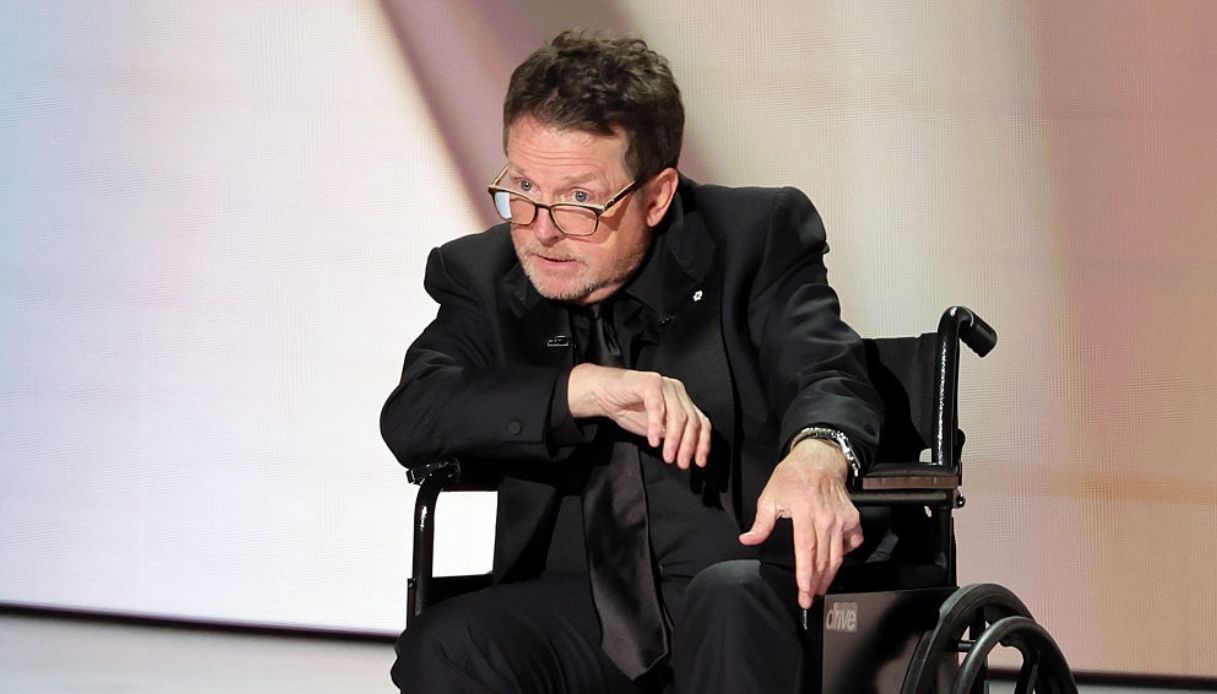 Michael J Fox agli Emmy Awards durante il suo discorso