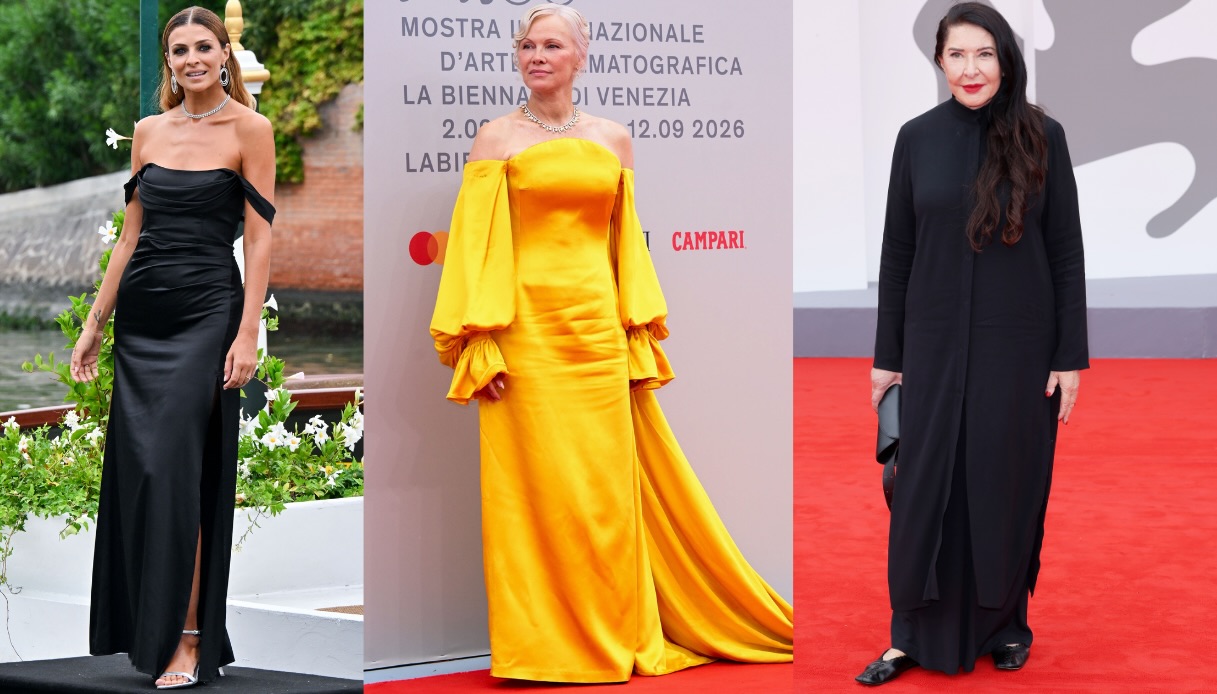Venezia 2026, le pagelle dei look dell’ottava serata: Pamela Anderson splende in giallo (8), Marina Abramović fedele al rigore (7)