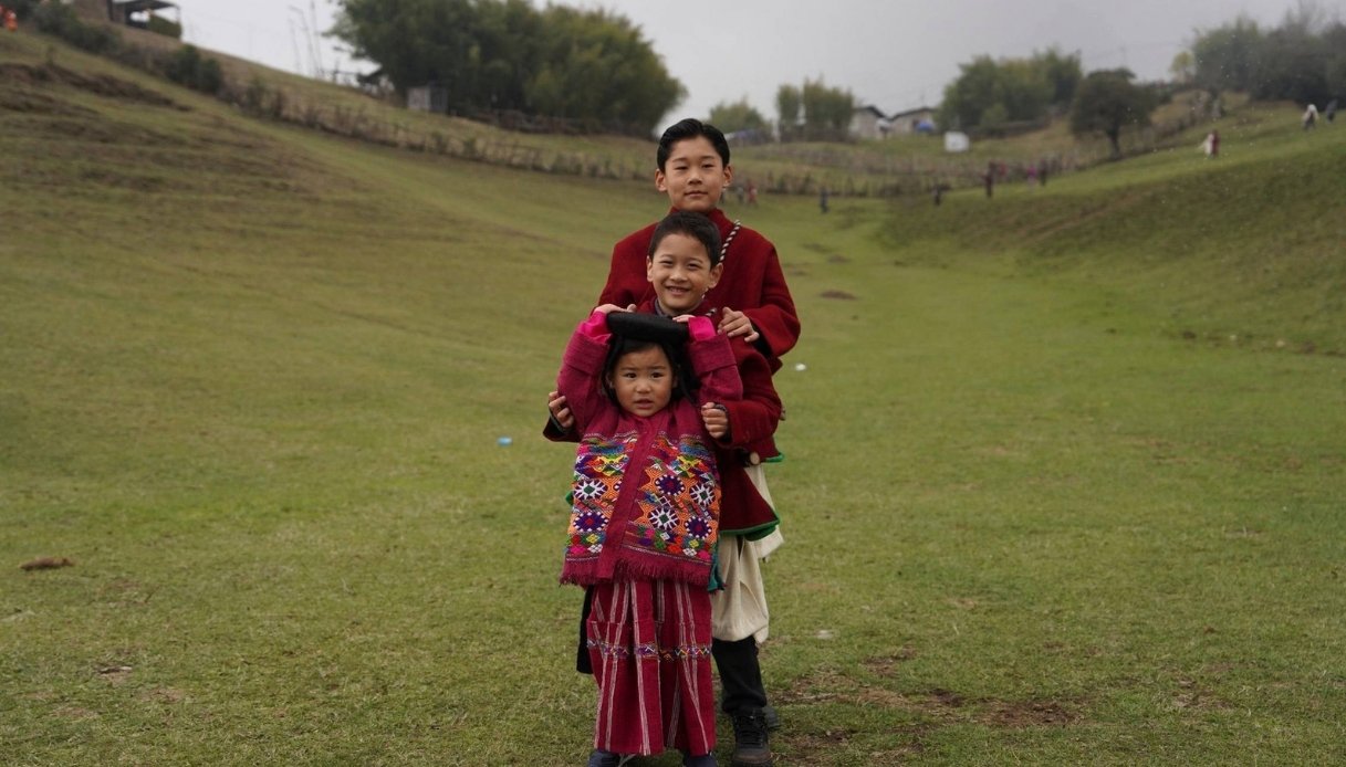 I tre figli del Re e della Regina del Bhutan